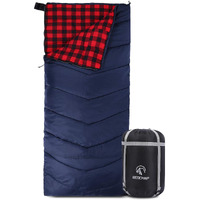Redcamp Cotton Flannel Sleeping Bag For Adults, Xl 32/41/50F Comfortable, Envelope Sleeping Bag With Compression Sack, Red Plaid 3Lbs(79""X33"")