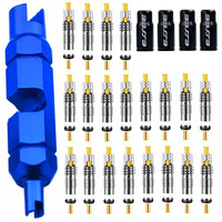 20 Pieces Presta Valve Core 4 Pieces Alloy Presta Valve Caps With Alloy Valve Core Remover Tool For Tubeless Road Mtb Bike, Stan's, Vittoria, Continental, Kenda And More