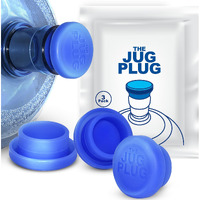 The Jug Plug Original 5 Gallon Water Jug Cap Reusable - No Spill Silicone 3 & 5 Gallon Water Jug Lid Fits 55Mm Bottles - Easy-To-Use, Leak-Proof 3 & 5 Gal Water Jug Cap Replacement Cover - 3 Pack