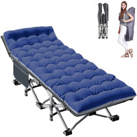 Aboron Folding Camping Cot W/Mat For Adults, Heavy Duty Outdoor Bed With Carry Bag,1200 D Layer Oxford Travel Camp Cots