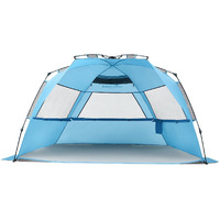 Pacific Breeze Easy Setup Beach Tent Deluxe Xl, Spf 50+ Pop Up Beach Tent Provides Shade From The Sun For 4+ People