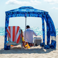 Ammsun Beach Cabana, 6.2 '  6.2 ' Beach Canopy, Easy Set Up And Take Down, Cabana Tent With Sand Pockets, Instant Sun Shade With Side Wall, Blue Paint