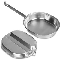 Goetland 304 Stainless Steel Us Military Mess Kit Plate Set Gi Type Outdoor Camping Hiking Picnic Bbq Beach