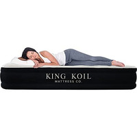 King Koil Luxury Queen Air Mattress With Built-In Pump For Home, Camping & Guests - Queen Size Inflatable Airbed Luxury Double High Adjustable Blow Up Mattress, Durable Portable Waterproof