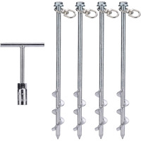 Ground Anchors Screw In - 12 Inch Set Of 4 - Tent Stakes Heavy Duty - Trampoline Anchor Kit - Earth Anchor - Swing Set Anchors For Metal Swing Set - Trampoline Stakes Anchors High Wind