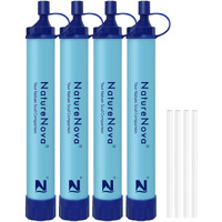 Personal Water Filter Straw Outdoor Portable Filtration Emergency Survival Gear Water Solutions Tactical Gear For Hiking Camping Accessories Travel Hunting Fishing Outing Backpacking (4 Pack)