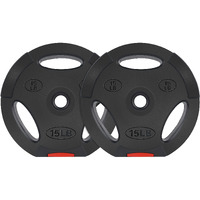 Balancefrom Vinyl Standard 1-Inch Plate Weight Plate For Strength Training And Weightlifting, 15-Pound, Pair
