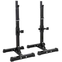 F2C Max Load 550Lbs Pair Of Adjustable 40""-66"" Squat Rack Sturdy Steel Squat Barbell Free Bench Press Stands Gym/Home Gym Portable Dumbbell Racks Stands (One Pair/Two Pcs)