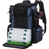 Piscifun Fishing Tackle Backpack With Rod Holders & 4 Tackle Boxes, Waterproof Rain Cover, Bottle Holder, Water-Resistant Fishing Bag Store Fishing Gear And Equipment For Fishing, Hiking, Black