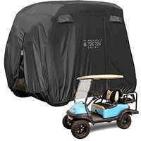 10L0L 4 Passenger Golf Cart Cover Fits Ezgo, Club Car, Yamaha, 400D Waterproof Windproof Sunproof Outdoor All-Weather Polyester Full Cover With Three Zipper Doors - Black