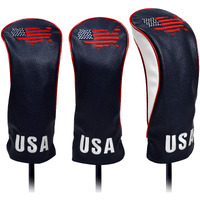 Usa Golf Head Covers For Driver & Fairway Woods (Set Of 3) - Premium Leather Headcovers, Designed To Fit All Woods And Drivers (Navy)