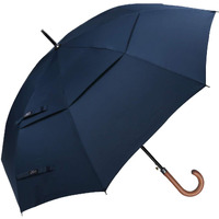 G4Free 52/62Inch Wooden J Handle Golf Umbrella Windproof Classic Stick Wedding Cane Umbrellas, Auto Open Cane Hook Handle