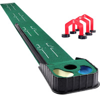 Champkey Premium Golf Putting Mat Come With Golf Putting Gates - True Roll Surface With Advanced Alignment Guides Golf Putting Green (Hazard Version)