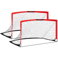 L Runnzer Portable Soccer Goals, Kids Soccer Nets For Backyard For Training & Practice, Soccer Net For Kids With Carry Bag, 2 Set, 66 X 3.3, Red