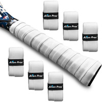 Alien Pros Tennis Racket Grip Tape (6 Grips) - Precut And Dry Feel Tennis Grip - Tennis Overgrip Grip Tape Tennis Racket - Wrap Your Racquet For High Performance (6 Grips, White)