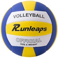 Runleaps Volleyball, Waterproof Indoor Outdoor Volleyball For Beach Game Gym Training, Official Size 5 (Blue-Yellow-White)