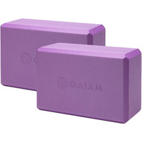 Gaiam Essentials Yoga Block (Set Of 2) - Supportive Latex-Free Eva Foam Soft Non-Slip Surface For Yoga, Pilates, Meditation, Deep Purple