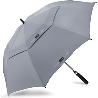 Zomake Large Golf Umbrella 62 Inch - Double Canopy Vented Golf Umbrellas For Rain Windproof Automatic Open Golf Push Cart Umbrella Oversize Stick Umbrellas For Men Women(Grey)