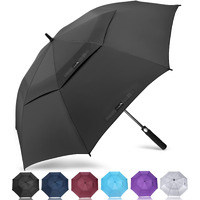 Zomake Large Golf Umbrella 68 Inch - Double Canopy Vented Golf Umbrellas For Rain Windproof Automatic Open Golf Push Cart Umbrella Oversize Stick Umbrellas For Men Women(Black)