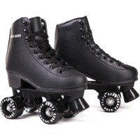 Skate Gear Extra Support Quad Roller Skates For Kids And Adults (Black, Women's 10 / Men's 9)