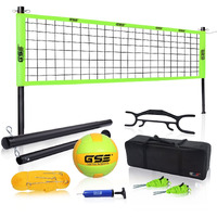 Gse Outdoor Portable Volleyball Net Set For Backyard Beach Professional Volleyball Net System With Volleyball, Aluminum Poles, Winch System, Pump, And Carrying Bag(Professional)
