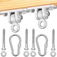 Jungle Gym Kingdom Swing Set Hangers - 2 Heavy Duty Brackets With Locking Snap Hooks For Porch, Patio, Playground - Indoor/Outdoor Hardware & Accessories