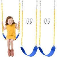Turfee 2 Pack Swing For Outdoor Swing Set, Swing Seat Replacement Kit With 66"" Heavy Duty Chains, 4 Snap Hook For Kids Outdoor Play Playground, Trees, Swing Set, Playground (Blue)