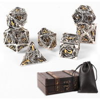 Ancientdeer 7Pcs Metal Dice Set D&D, Unique New Dragon Pattern Dnd Metal Dice Set, Used For Dungeons And Dragons Role Playing Game(Rpg),Mtg,Pathfinder,Table Game,Board Games