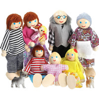 Skylety 10 Pcs Wooden Dollhouse Family Set Of 8 Mini People Figures And 2 Pets, Dollhouse Dolls Wooden Doll Family Pretend Play Figures Accessories For Pretend Dollhouse Toy (Classic Style)