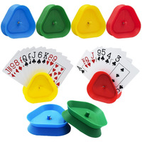 Yuanhe Playing Card Hand Holder Tray, Triangle Shaped Hands-Free Poker Rack Holder, 4 Colors, Set Of 8