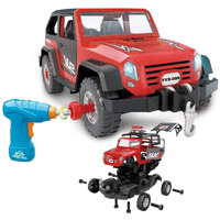 Fyd 2In1 Take Apart Jeep Car Stem Learning Assembly Playset With Functional Battery-Powered Drill - Early Childhood Developmental Skills Construction Toy For Boys Kids Aged 3 And Up