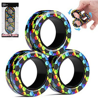 Magnetic Rings Fidget Toy Set, Idea Adhd Fidget Toys, Adult Fidget Magnets Spinner Rings For Anxiety Relief Therapy, Fidget Pack Great Gift For Adults Teens Kids (3Pcs)