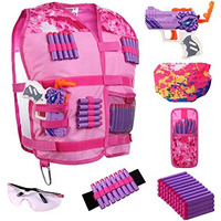 Girls Tactical Vest Kit With Blaster - Kids Tactical Vest Compatible With Nerf Rebelle N-Strike Purple Darts For Girl