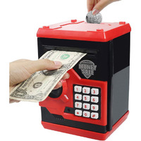Husan Piggy Banks For Kids, Electronic Password Code Money Banks Atm Banks Box Coin Bank For Children Boys And Girls (Black/Red)