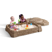 Step2 Naturally Playful Sandbox Ii, Kids Sand Activity Sensory Play Pit, 7 Piece Accessory Kit, Toddler Summer Outdoor Toys, 1+ Years Old