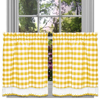 Achim Bctr36Yl12 58 X 36 In Buffalo Check Window Curtain Tier Pair  Yellow