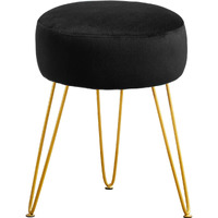 Lue Bona Vanity Stool, Black Vanity Stools For Makeup Room, Round Ottoman Foot Stool, Velvet Footrest Vanity Chair For Bathroom Vanity, Bedroom, Living Room, Entryway, Offices