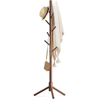 Haddockway Wooden Coat Rack Stand With 8 Hooks New Zealand Pine 3 Adjustable Coat Standing Tree Easy Assembly For Coats, Hats, Scarves And Handbags For Entryway, Hallway, Bedroom, Office