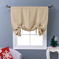 Nicetown Blackout Room Darkening Curtain - Tie Up Shade Blind Bathroom Window Covering For Living Room (Biscotti Beige, Rod Pocket Panel, 46 Inches W X 63 Inches L)