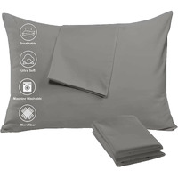 Niagara 4 Pack Pillow Protectors Zippered Standard 20X26 Inches Brushed Lite Grey Extreme Soft Cooling Microfiber Wrinkle Stain, Fade Resistant (Lite Grey 4 Pack Standard)