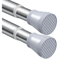 Tension Curtain Rod Silver Tension Rod 2Pcs Spring Curtain Rod Non Slip Tension Rods For Windows 28 To 48 Inch No Drilling Adjustable Tension Rods Of Curtain Window Closet Kitchen Wardrobe
