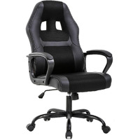 Office Chair Pc Gaming Chair Cheap Desk Chair Ergonomic Pu Leather Executive Computer Chair Lumbar Support For Women, Men (Black)
