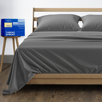 Thread Spread Pure Egyptian Queen Size Cotton Bed Sheets Set (Queen, 1000 Thread Count) Dark Grey Bed Linen Set - Bedding Pillow Cases (4 Pc) - Sateen Sheets - 16 In Queen Deep Pocket Sheets