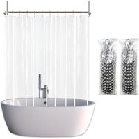 Yisure Clawfoot Tub Shower Curtain, Wrap Around Clear Shower Curtain Liner With 6 Bottom Magnets Peva Extra Wide Bathtub Curtain For Bathroom Vintage Freestanding Tub 180      W X 70      L