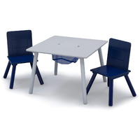 Delta Children Kids Table And Chair Set With Storage (2 Chairs Included), Grey/Blue