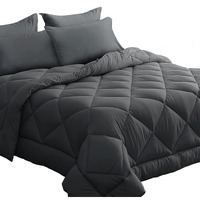 Hevumyi Full Size Comforter Sets, 7 Pieces All Season Bed In A Bag Grey, Down Alternative Full Size Bedding Sets With Soft Comforter, Flat Sheet, Fitted Sheet, Pillowcases, Pillow Shams (Dark Gray)