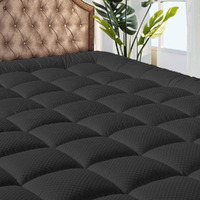 Matbeby Bedding Quilted Fitted Full Mattress Pad Cooling Breathable Fluffy Soft Mattress Pad Stretches Up To 21 Inch Deep, Full Size, Black, Mattress Topper Mattress Protector
