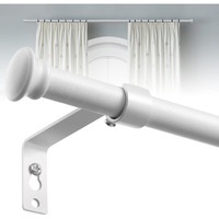 White Curtain Rods For Windows 48 To 93    - 5/8 Inch Heavy Duty Metal Curtain Rods Set - Rustic Farmhouse Drapery Rods With Brackets - Matte