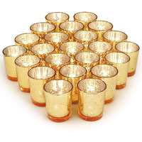 Volens Gold Party Decorations 72Pcs, Mercury Glass Gold Votive Candle Holders Set For Wedding, Bridal And Baby Shower