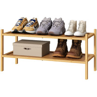Kiplant Bamboo Shoe Rack, 2-Tier Shoe Rack For Entryway, Free Standing Shoe Racks For Indoor & Outdoor, Stackable Shoe Organizer For Closet,